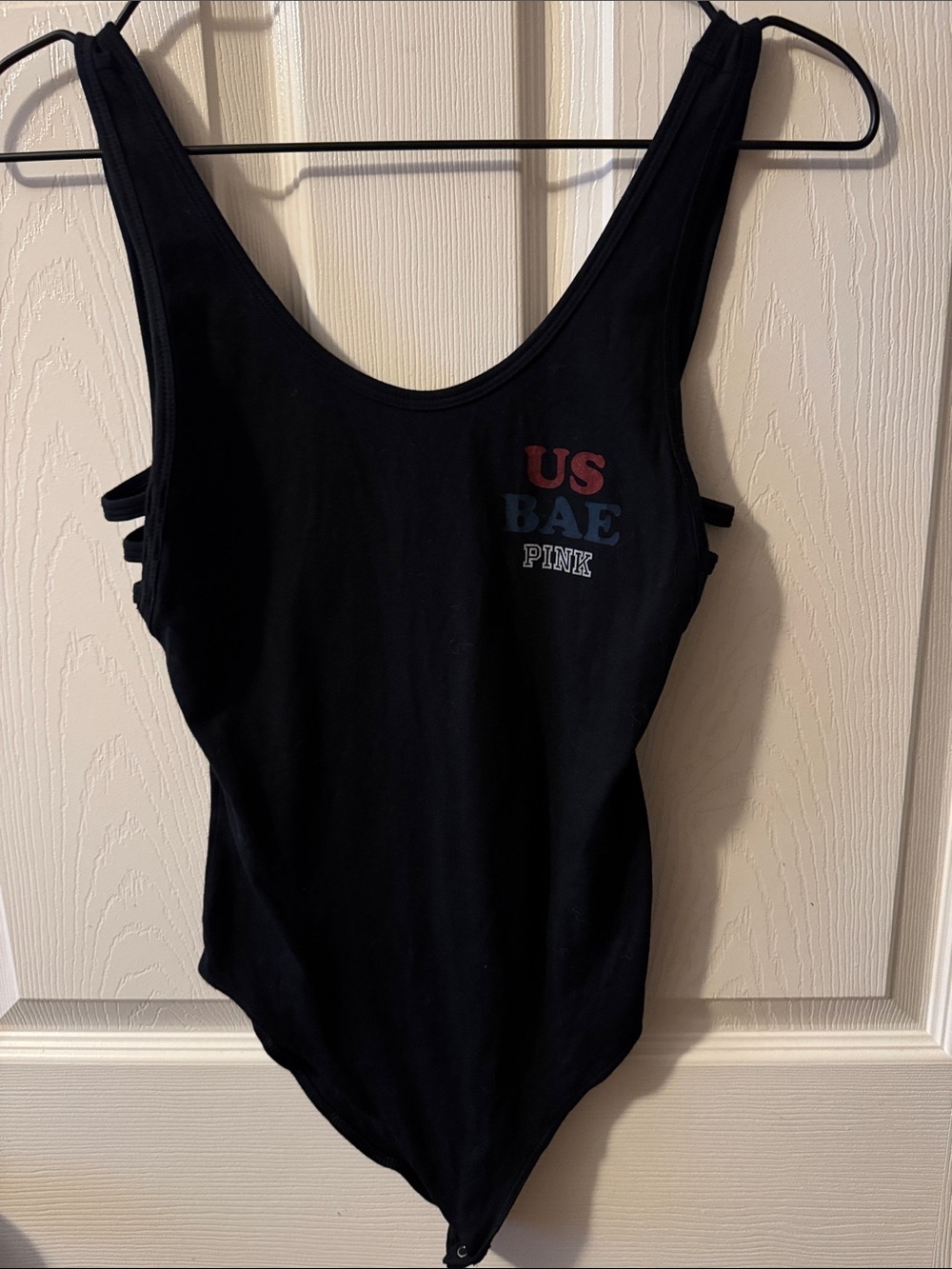 PINK Victoria's Secret Black Kids One-Piece Bodysuit with 'US BAE' Print